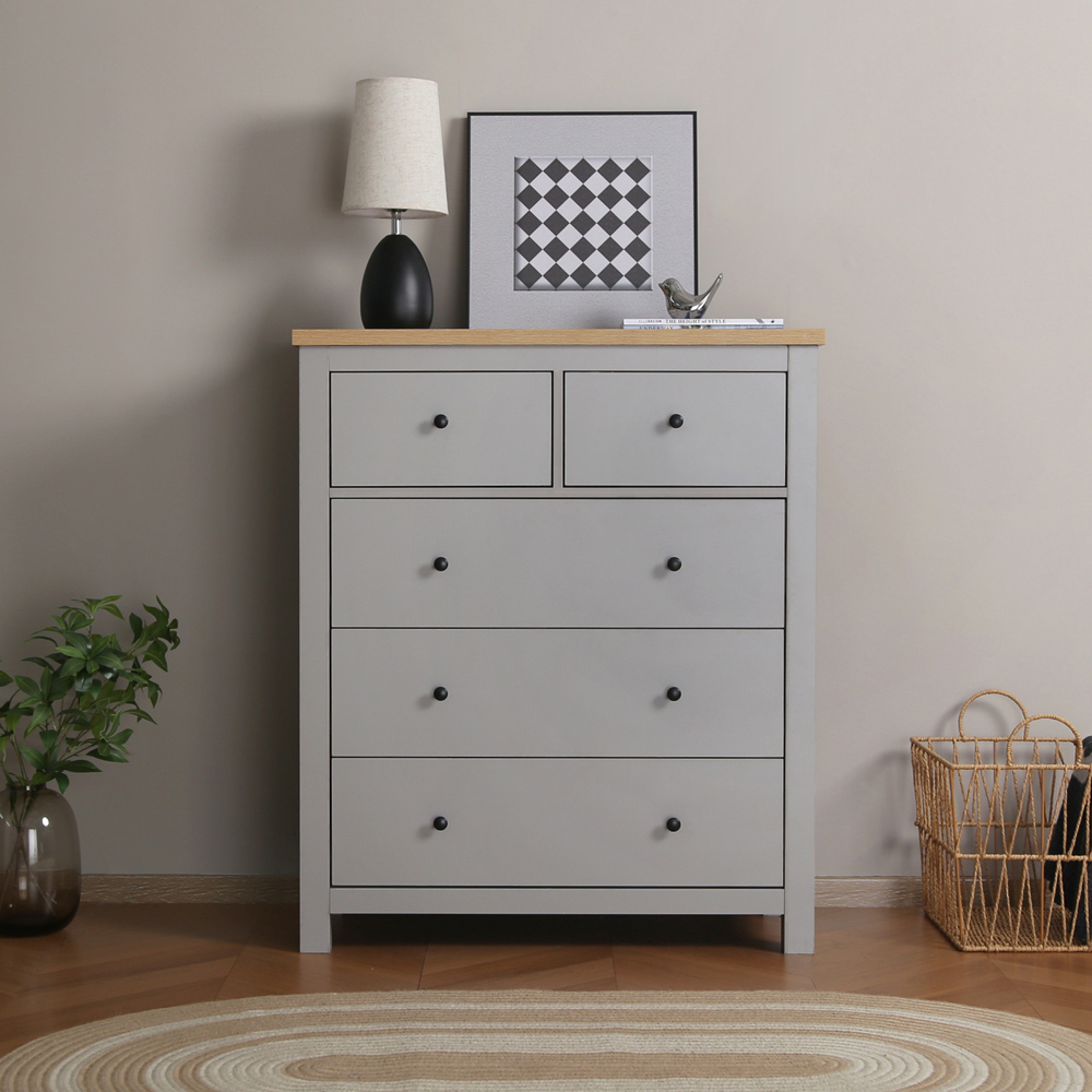 Wiltshire 5 Drawer Grey Storage Chest Image 6