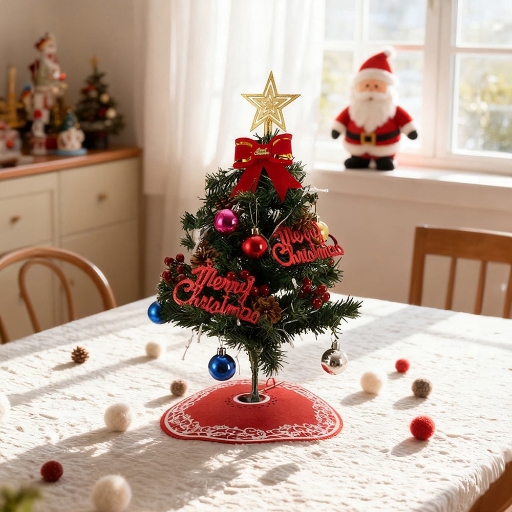 Living and Home LED Lights Baubles and Gold Star Top Mini Artificial Christmas Tree 1.8ft Image 7