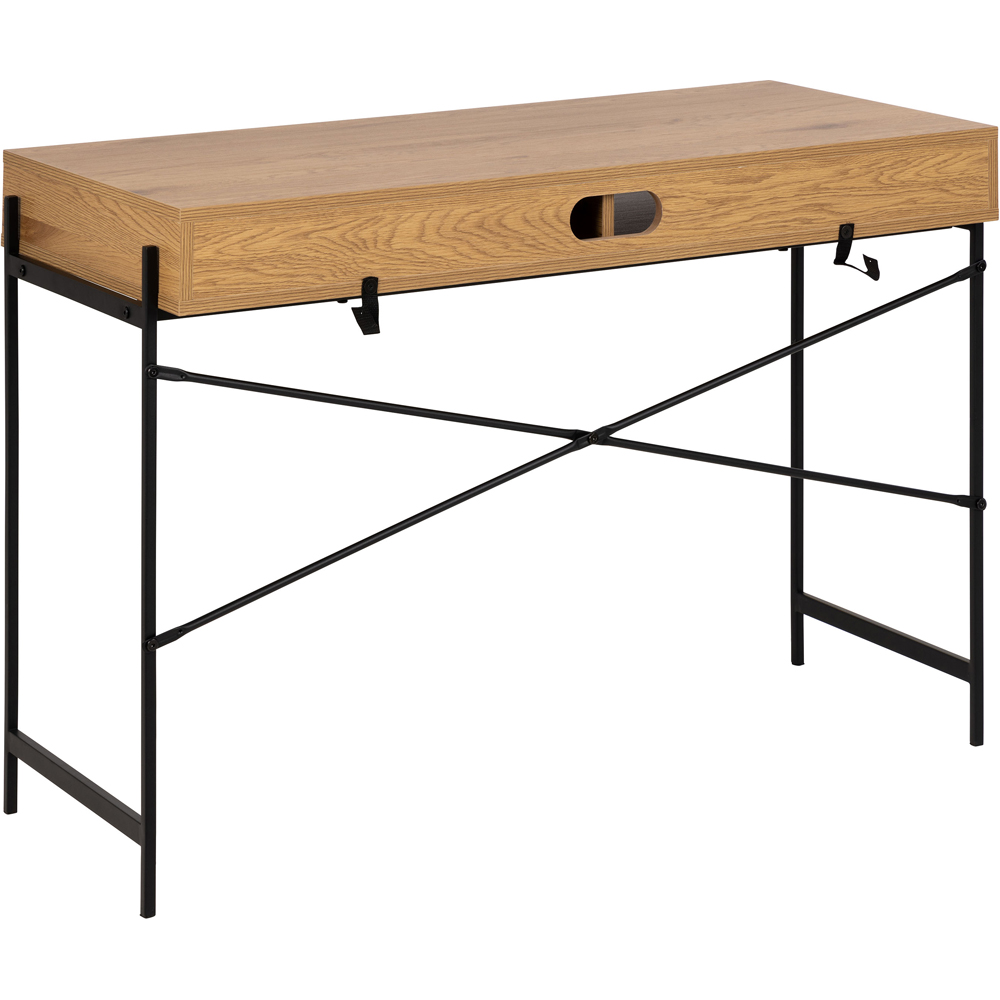 Florence Angus Single Door Oak and Black Office Desk Image 4