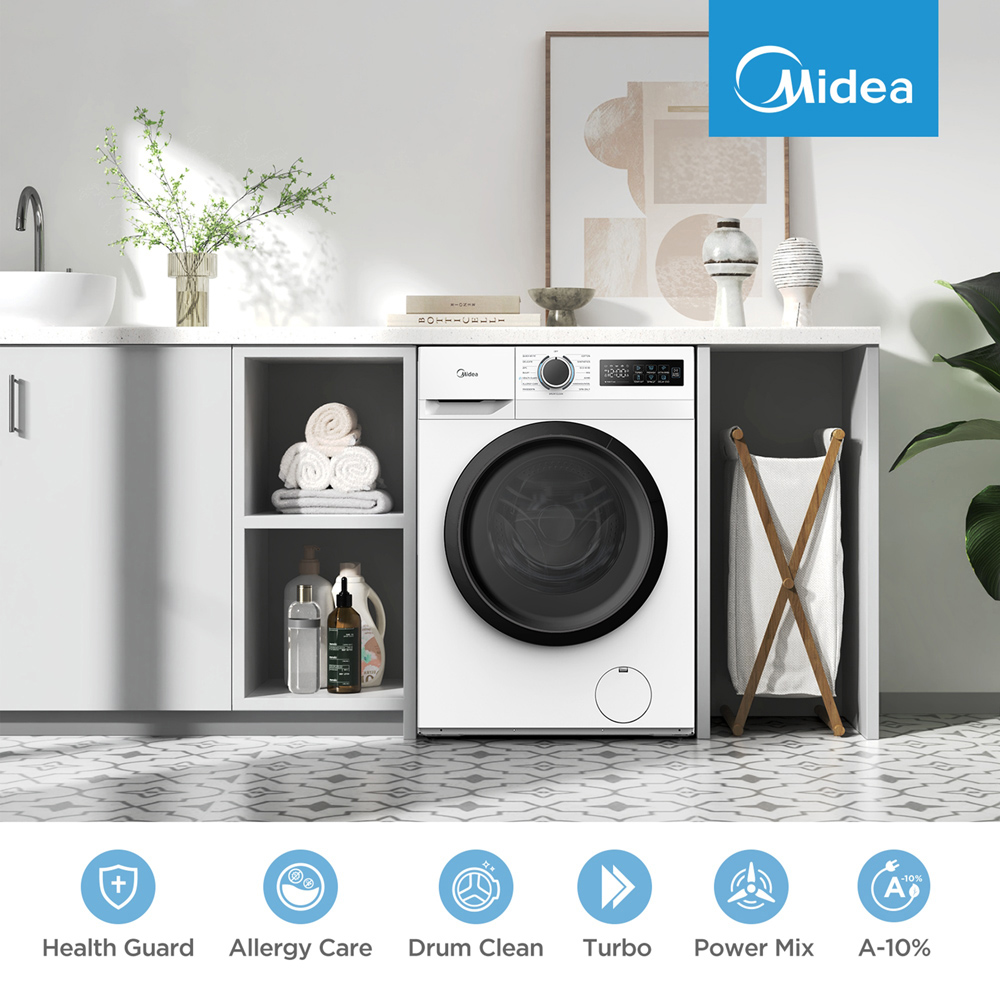 Midea MF110W80BA10/W 8kg White Freestanding Washing Machine Image 4