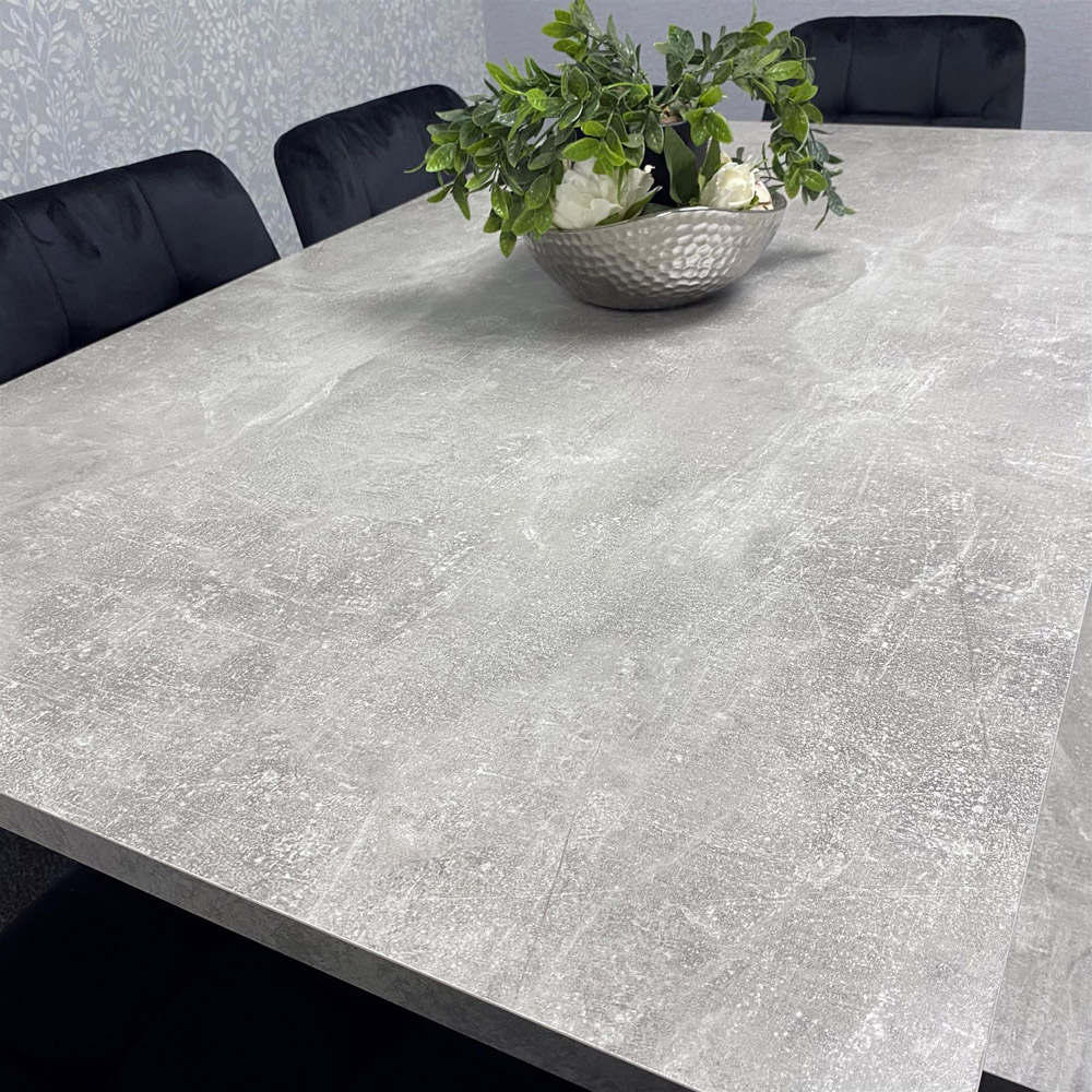 Kosy Koala 6 Seater Grey and Black Velvet Dining Table Set Image 3