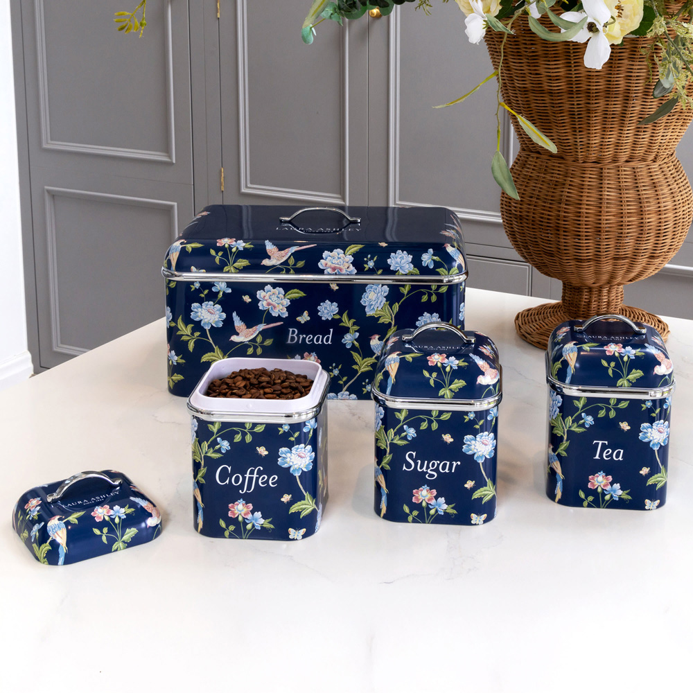 Laura Ashley Navy Floral 3 Piece Kitchen Canister Set Image 4