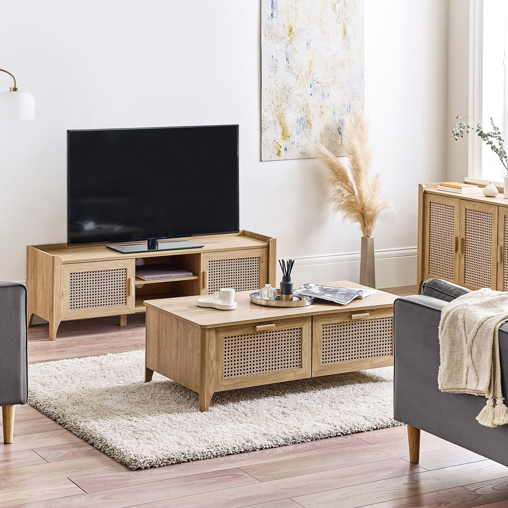 Julian Bowen Sydney 2 Drawer Rattan Effect Coffee Table Image 9