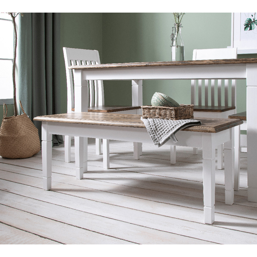 Noa and Nani Canterbury White and Dark Pine Hallway Bench 127cm Image 5