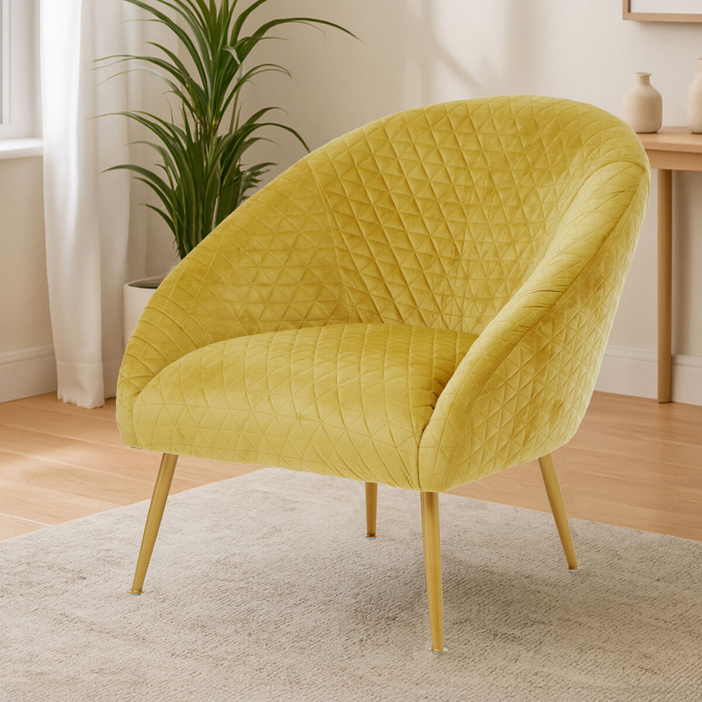 Premier Housewares Tania Gold Velvet Lounge Armchair Image 5