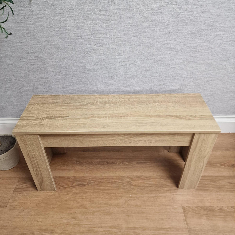 Portland 4 Seater Wooden Dining Bench Set Oak Effect Image 3