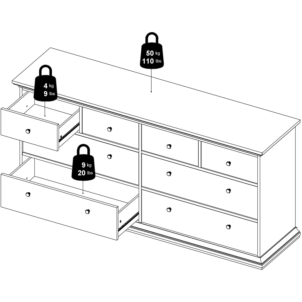 Florence Paris 8 Drawer Matt Grey Chest of Drawers Image 7