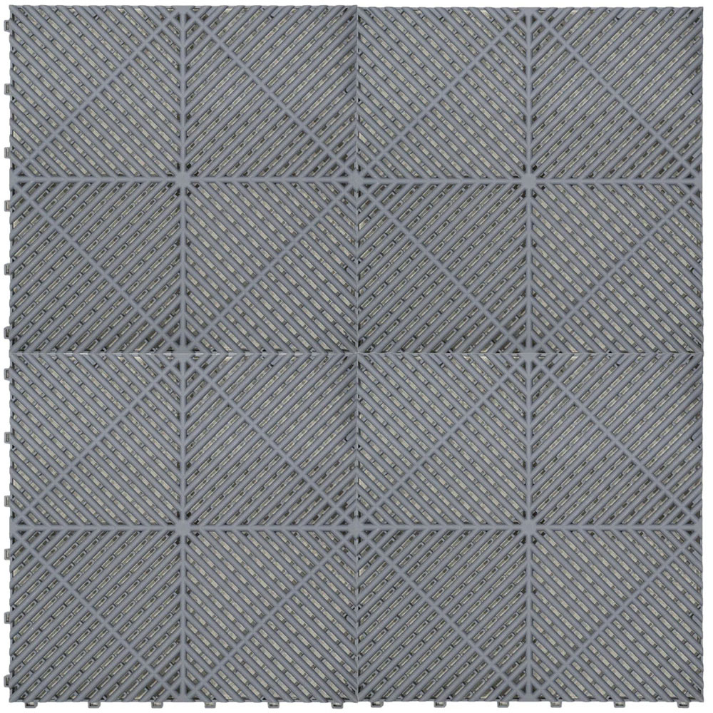 MonsterShop 120 Grey Vented Garage Floor Tiles with Edges and 14 Hexagon LED Light Image 4