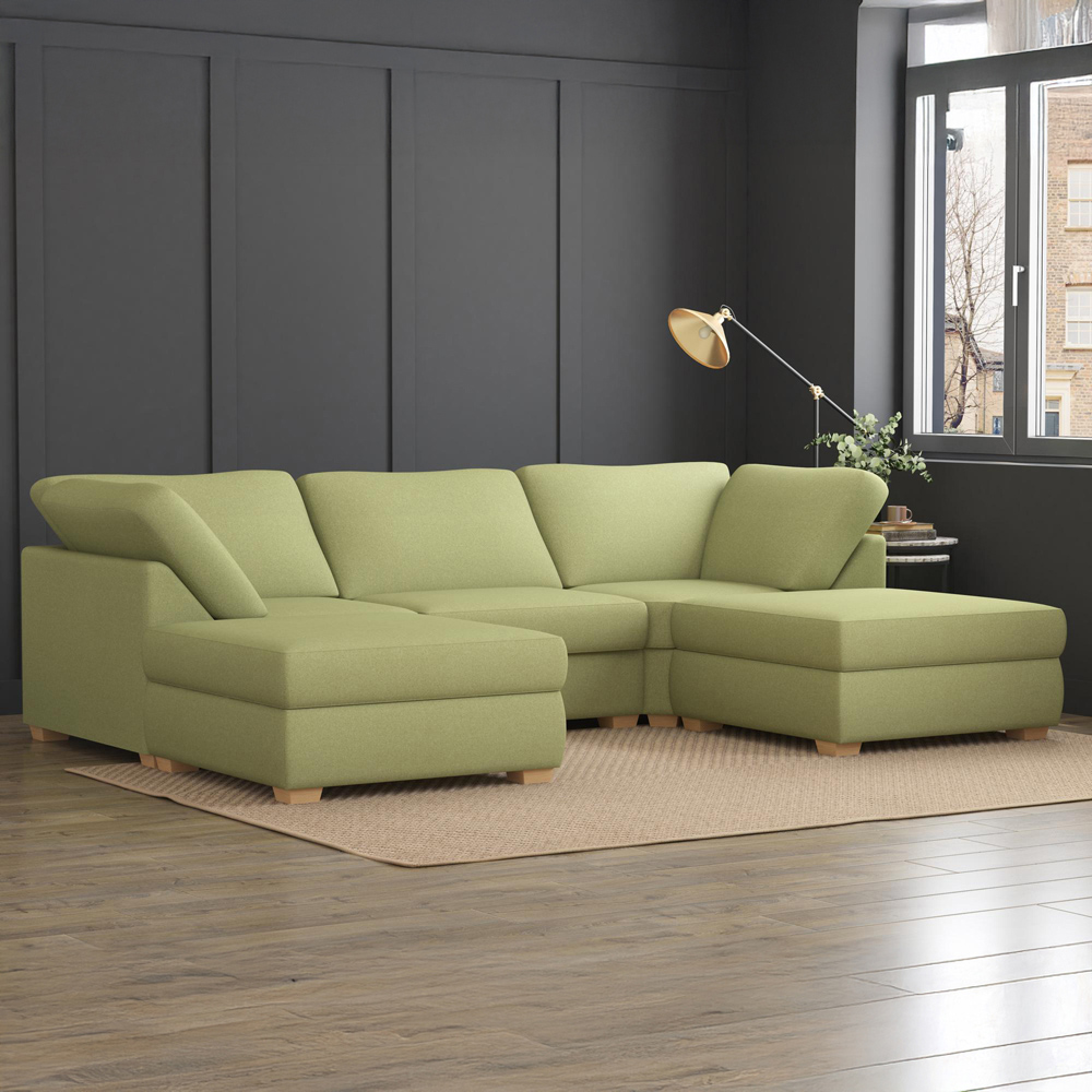 Nestle 5 Seater Olive Venice Fixed Back U-Shape Sofa Image 6