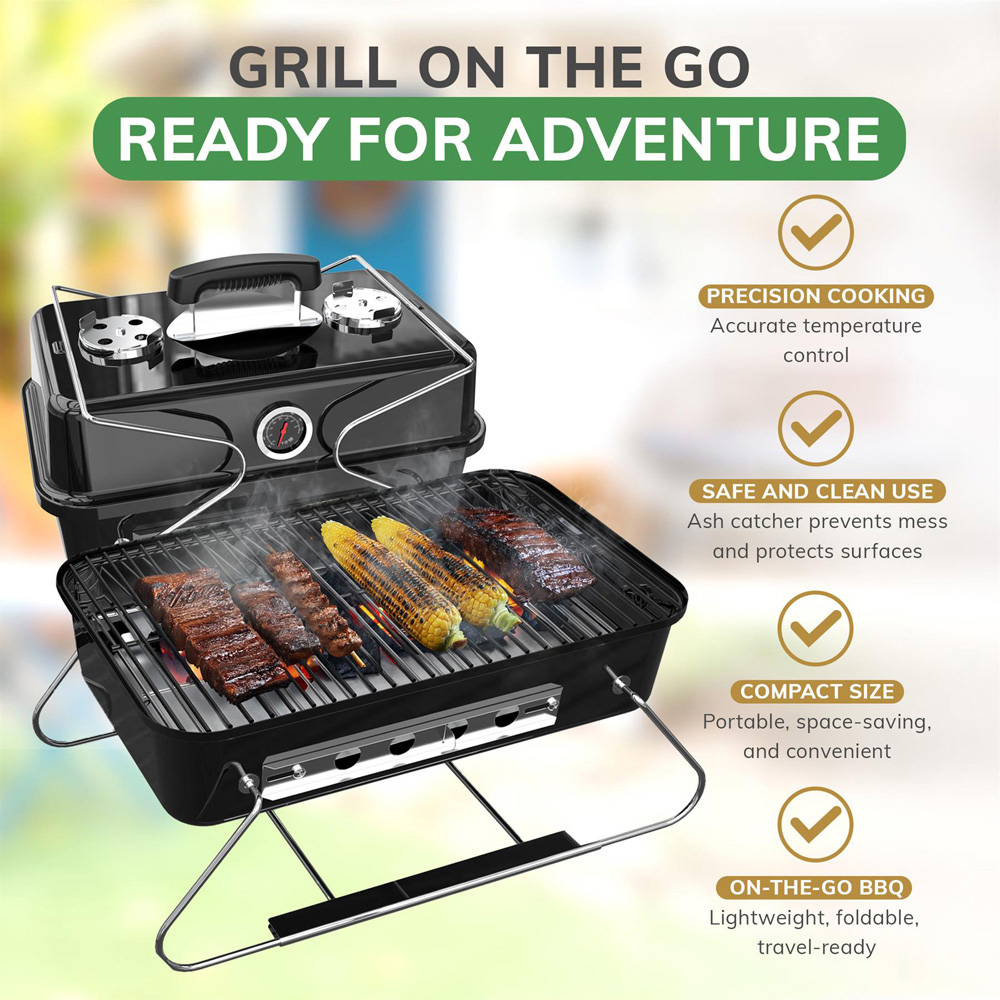 House of Home Black Portable Charcoal BBQ Grill Image 4