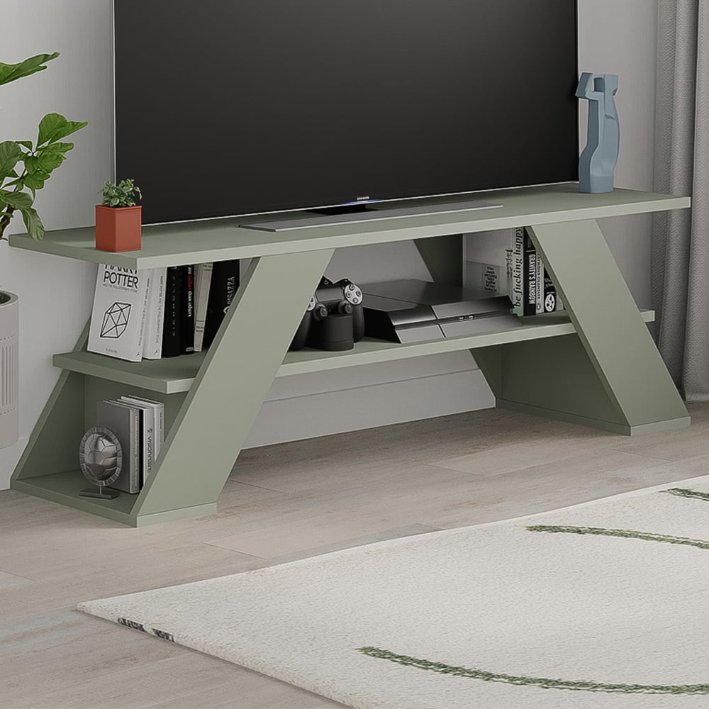 Decortie Farfalla Single Shelf Ash Green TV Unit Image 1
