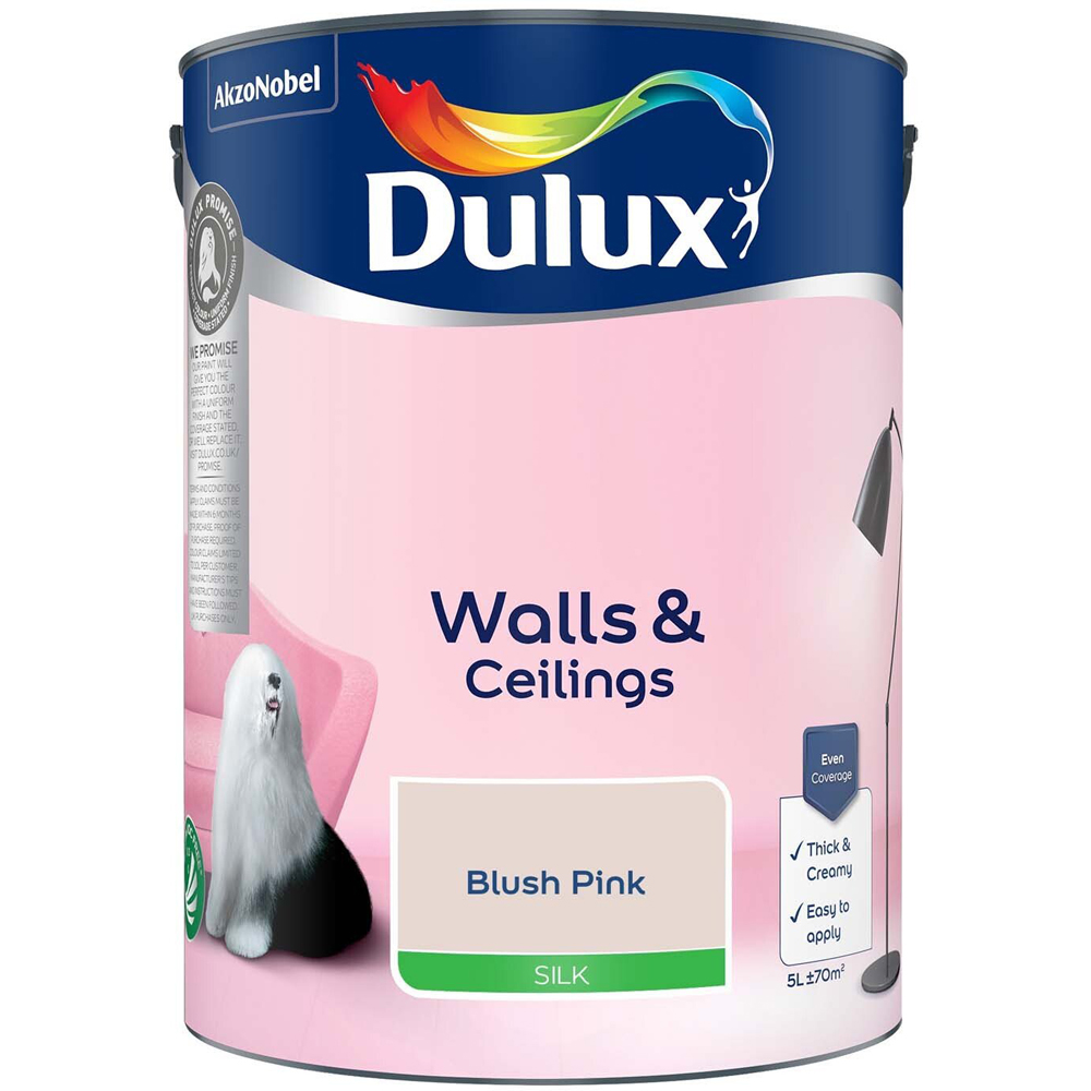 Dulux Walls and Ceilings Silk Emulsion Paint - Blush Pink Image 2
