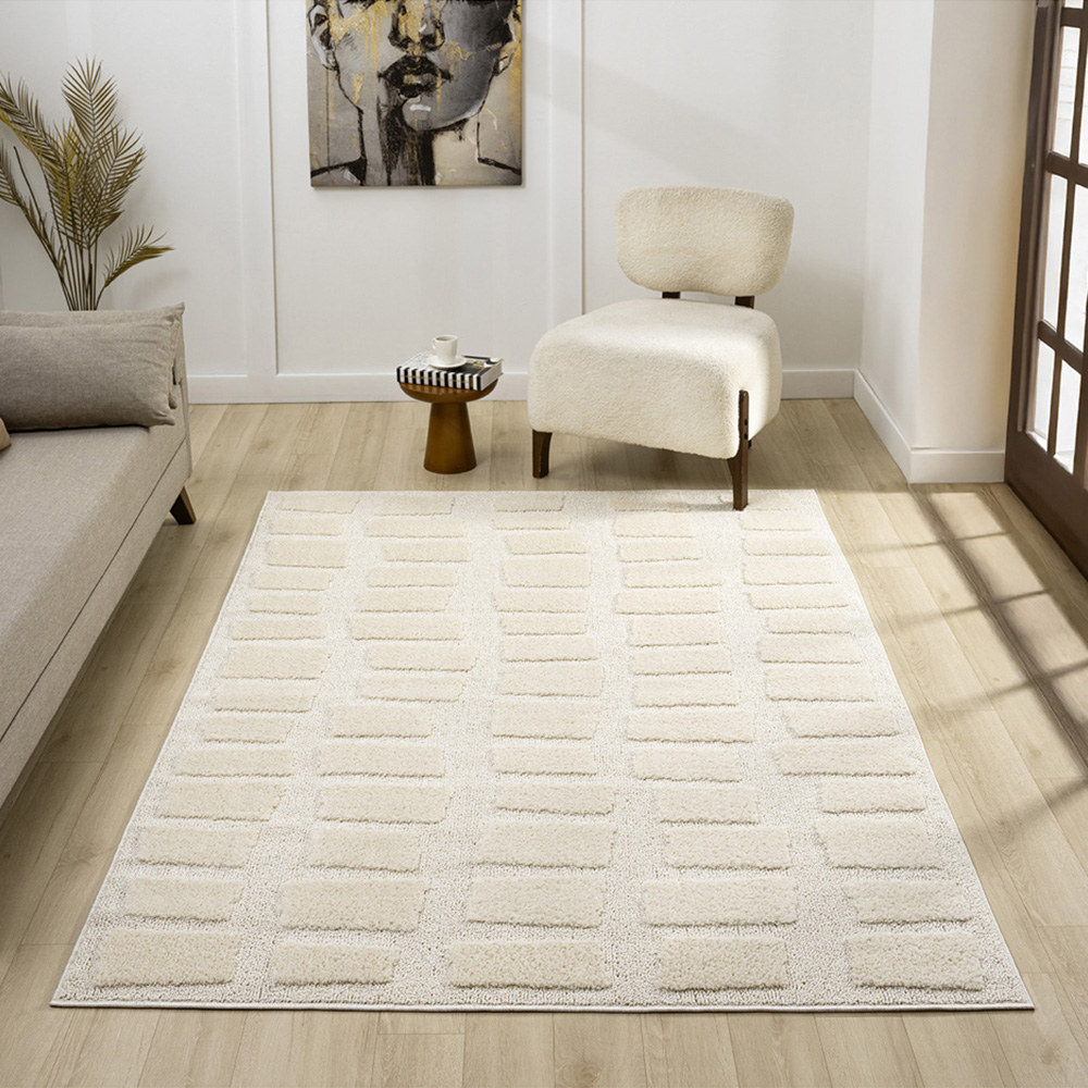 Desire Rugs Isabella Cream Embossed Cobble Rug 60 x 220cm Image 7