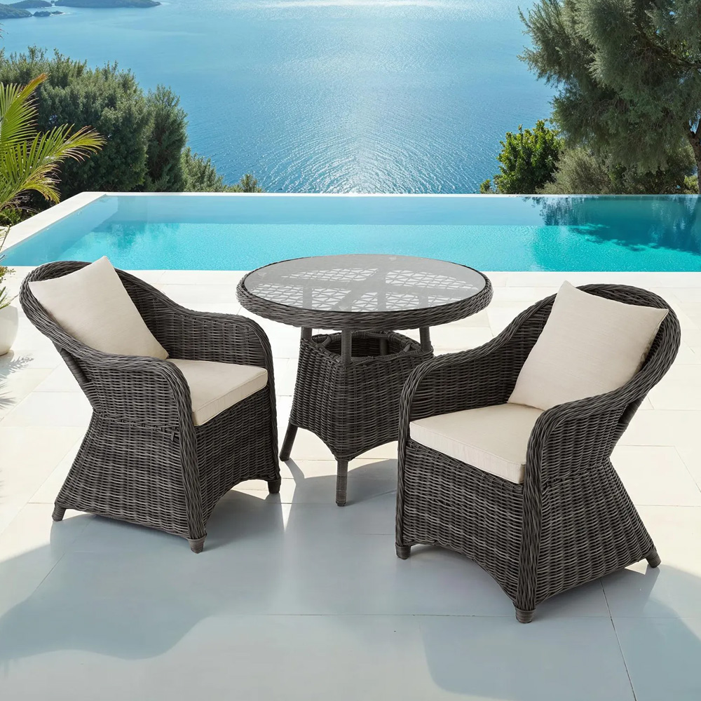 tectake Zurich 2 Seater Grey Bistro Set Image 1