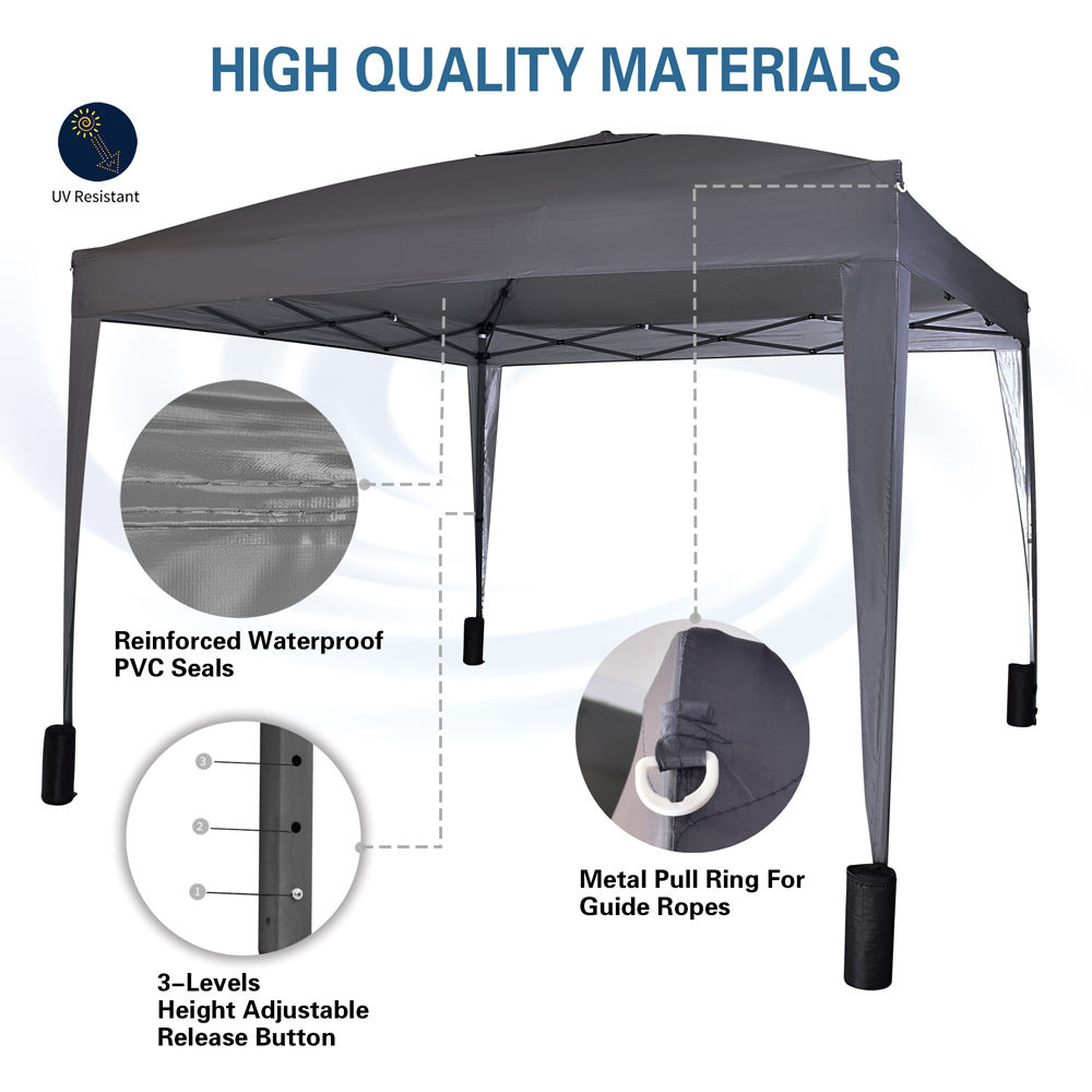 Grey Pop Up Outdoor Canopy Tent with Removable Sidewalls 3 x 3m Image 5