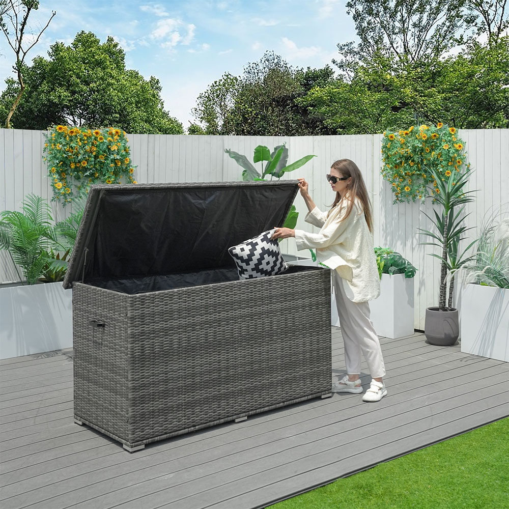 Direct Wicker 980L Grey Garden Rattan Storage Box Image 4
