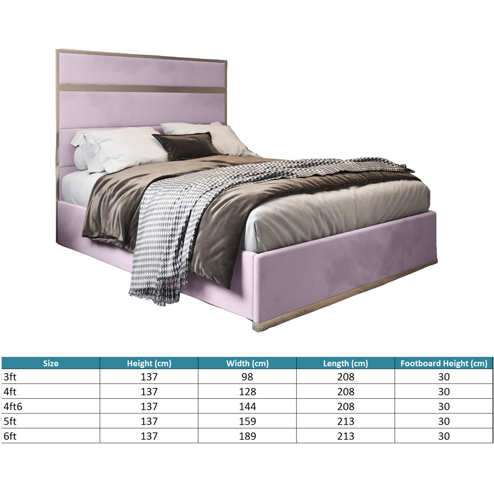 Bentley Pink Small Double Velvet Upholstered Metal Bed Frame with Panelled Headboard Image 7
