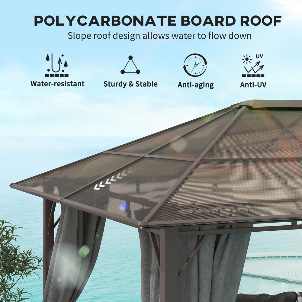 Outsunny 3.6 x 3m Grey Polycarbonate Roof Hard Top Gazebo Image 5