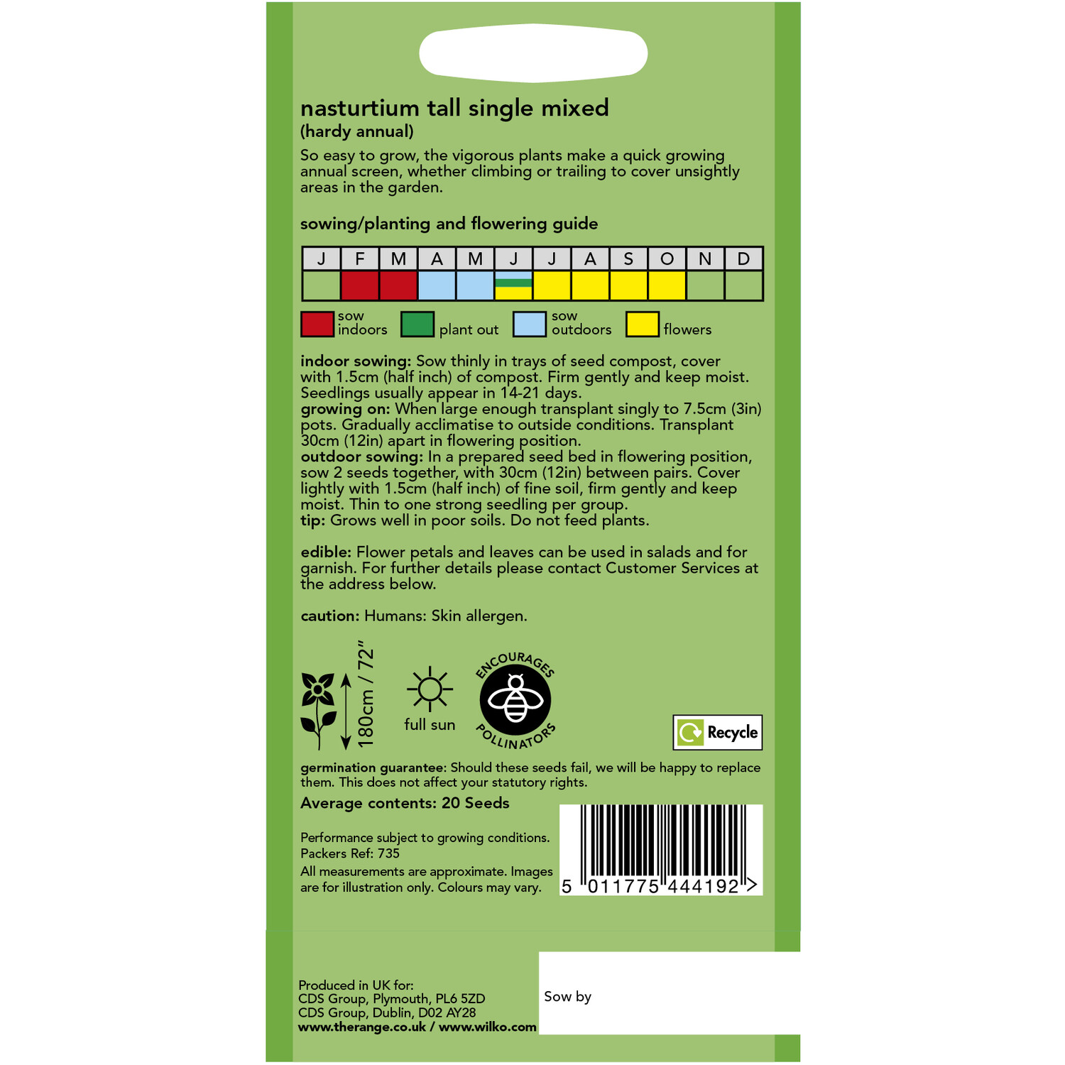 Wilko Nasturtium Tall Single Mixed Seeds Image 2