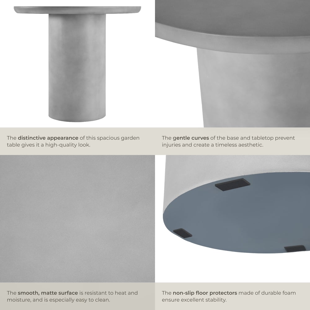 tectake Talmi Stone Grey Round Garden Table Image 5