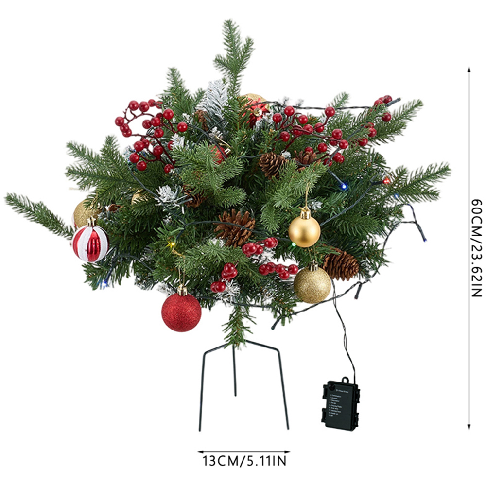 Living and Home Pre-Lit Christmas Planter Bush with Frosted Foliage 60cm 2 Pack Image 8
