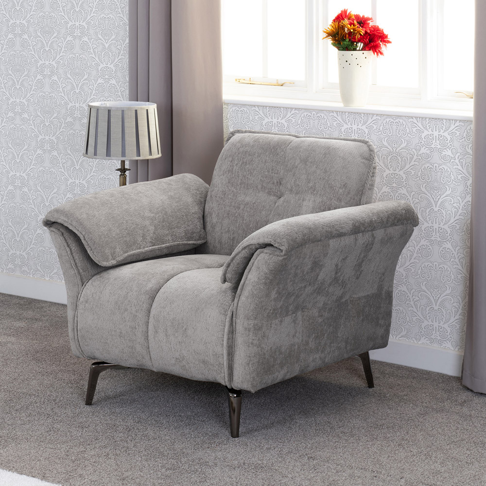 Seconique Amalfi Single Seater Grey Fabric Chair Image 7