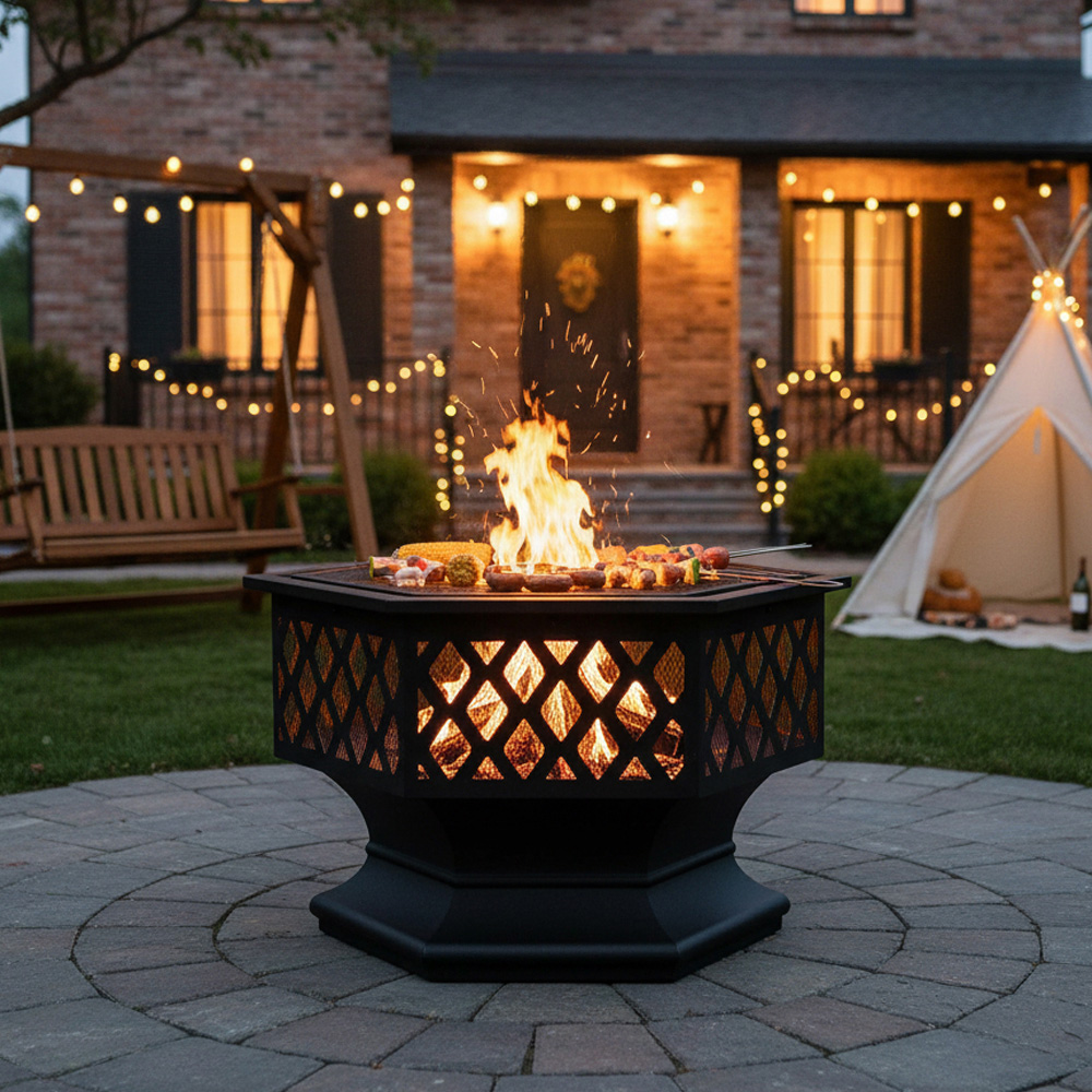 27" Wood Burning Outdoor Fire Pit with Cover Image 6