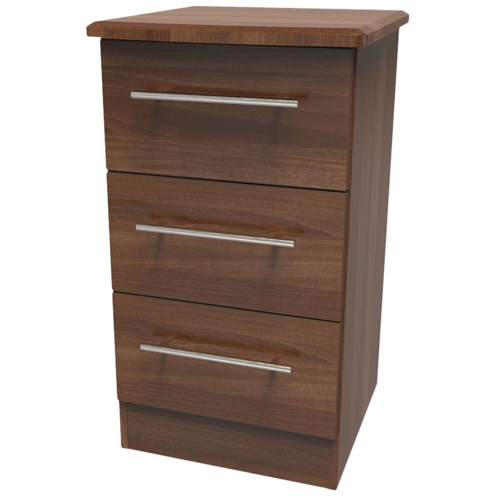 Crowndale Sherwood 3 Drawer Noche Walnut Bedside Cabinet Image 4