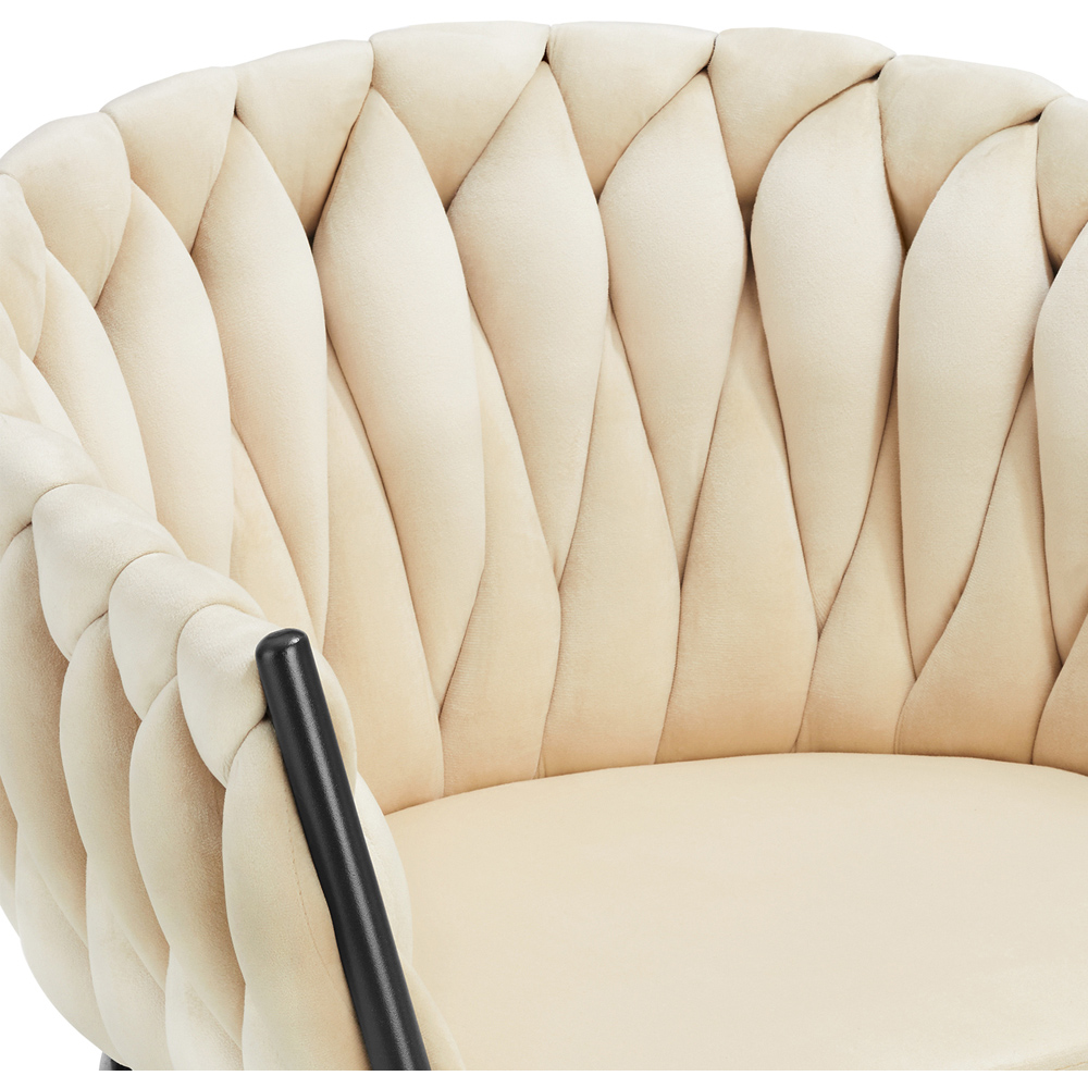 tectake Astano Set of 2 Sand Velvet Padded Knot Design Dining Chair Image 7