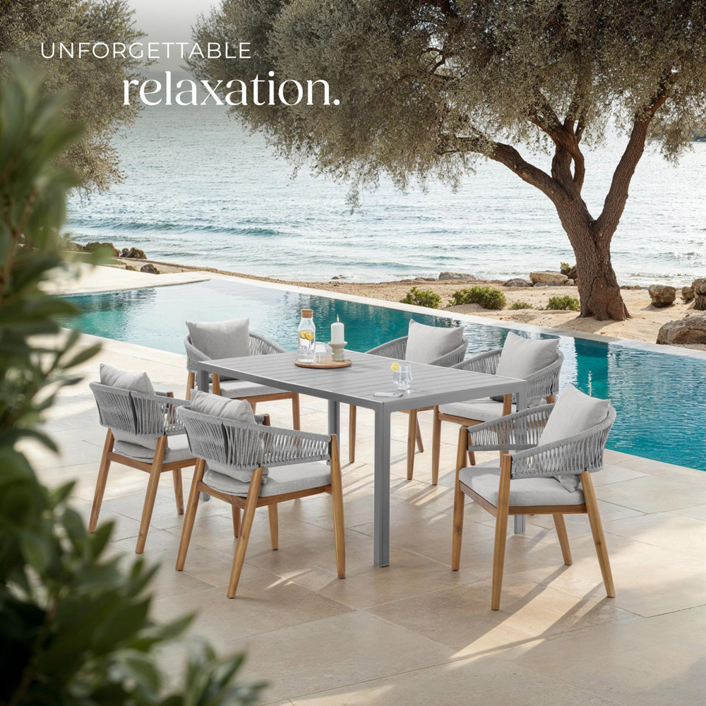 tectake Manacor Set of 4 Greige Rope Design Garden chair Image 8