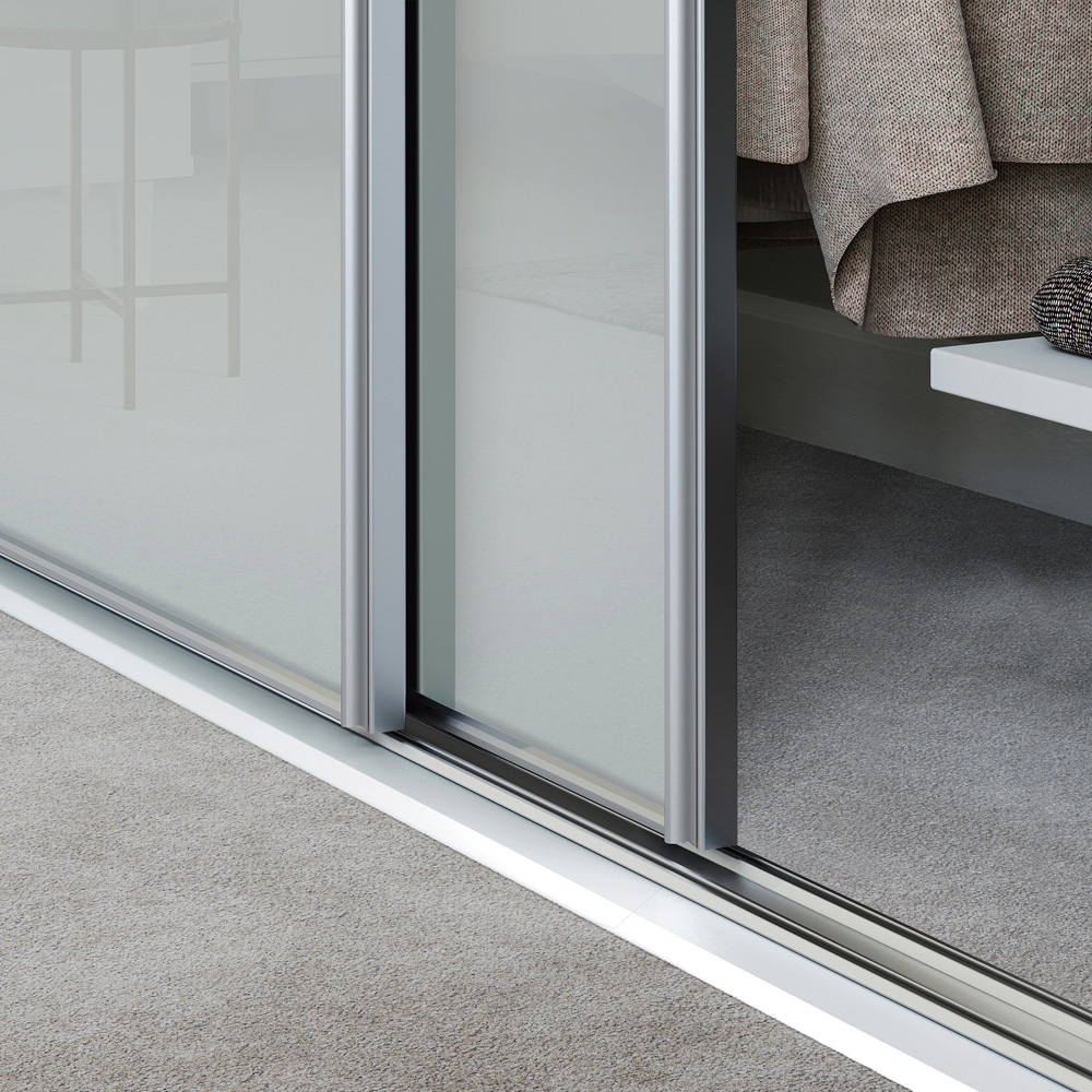 Spacepro Single Panel Silver Frame Artic White Glass Sliding Door 2220 x 762mm Image 4