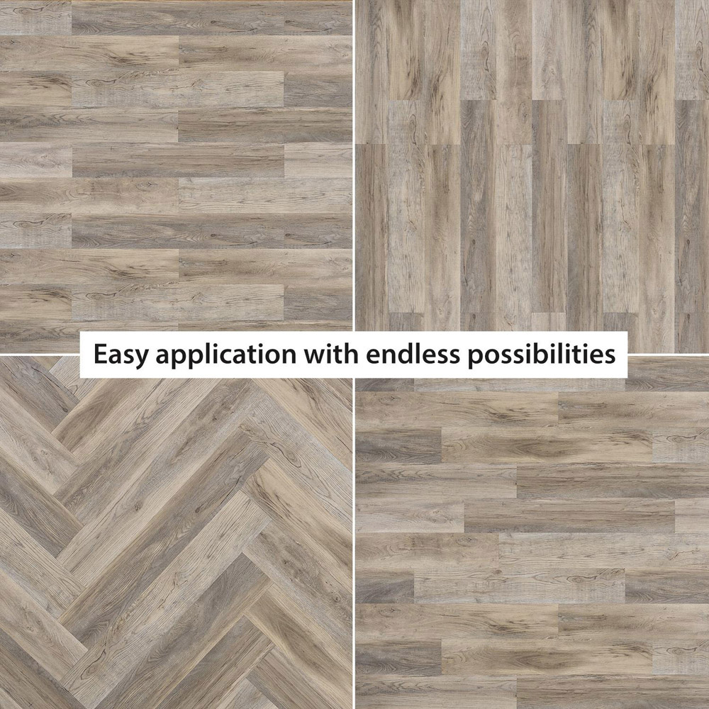 Walplus White Wash Barnwood Oak Wood-Effect Vinyl Flooring 91.44 x 15.24cm 15 Pack Image 5