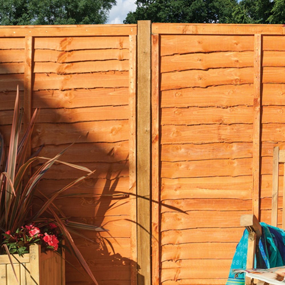 Rowlinson 6 x 5ft Honey Brown Dip Treated Traditional Lap Fence Panel Image 2