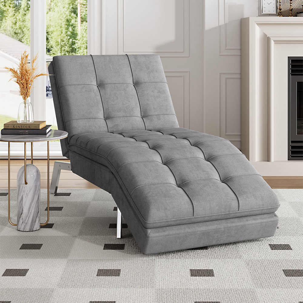 Living and Home Chaise Grey Fabric Upholstered Adjustable Lounger Image 8
