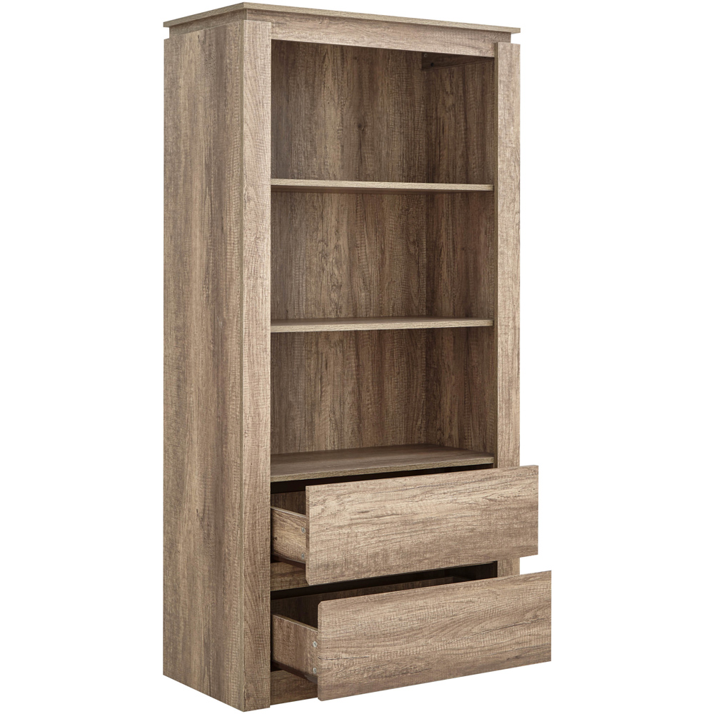GFW 2 Drawer 3 Shelf Canyon Oak Grey Bookcase Image 4