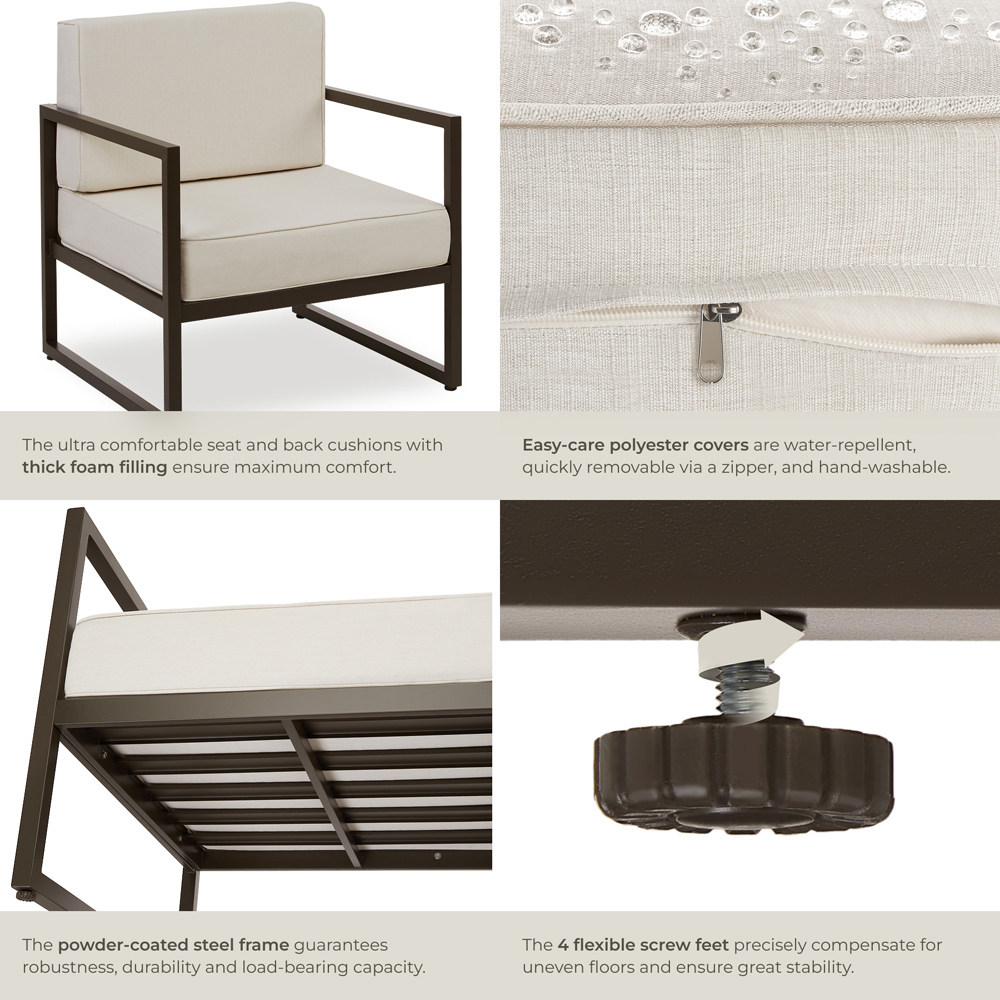 tectake Comosa Set of 2 Brown and Beige Garden Chair Image 5