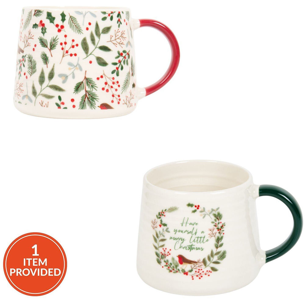 Merry Robin Ribbed Mug Image 1