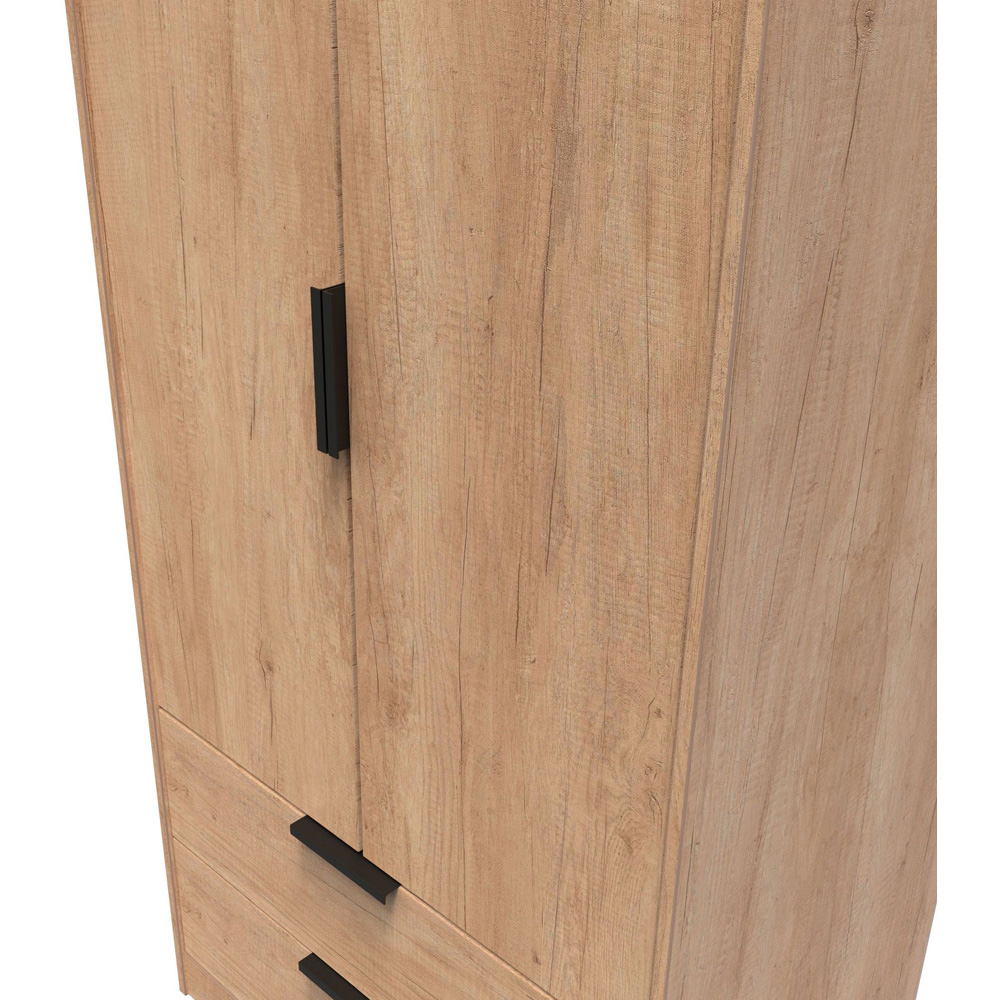 Crowndale Hong Kong 2 Door 2 Drawer Nebraska Oak Tall Wardrobe Ready Assembled Image 5