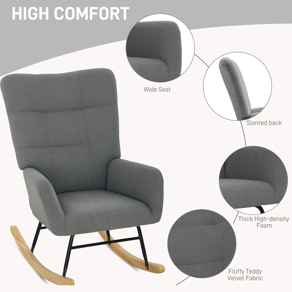 Portland Grey Modern Rocking Chair with Backrest Image 8