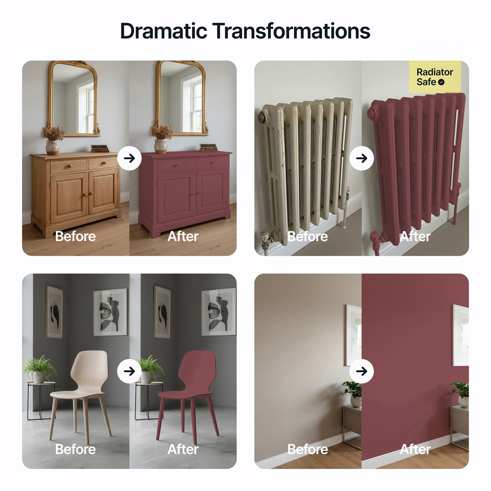 Hemway Raspberry Red Furniture and Walls Matt Chalk Paint 1L Image 5