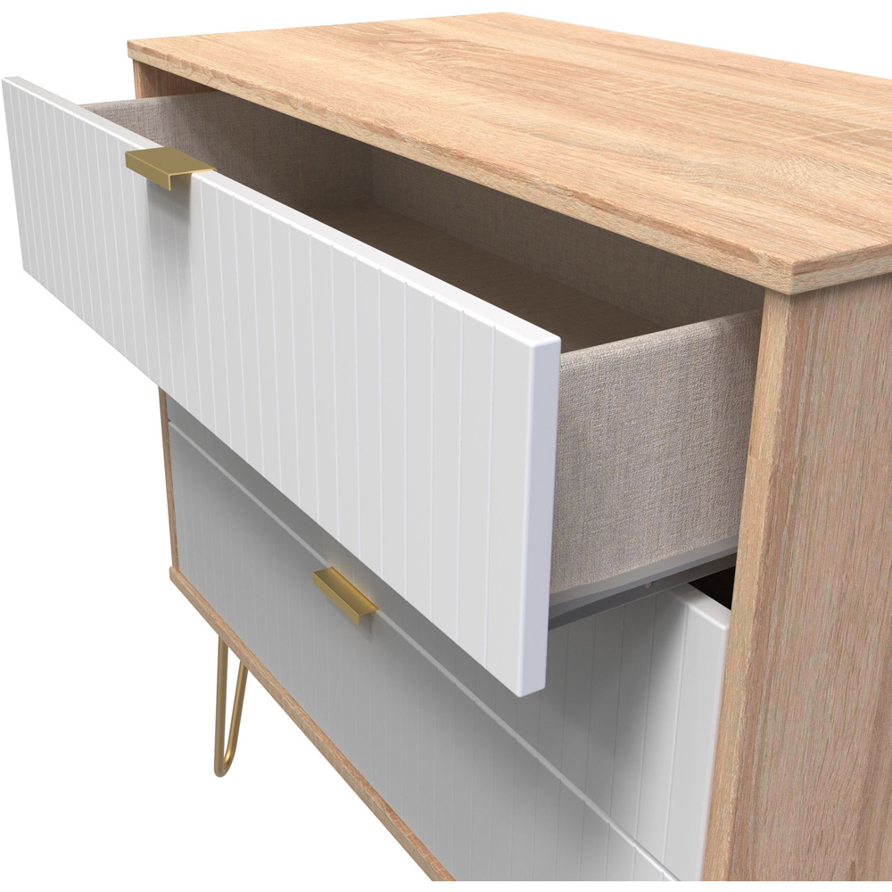 Crowndale 3 Drawer White Matt and Bardolino Oak Wide Chest of Drawers Ready Assembled Image 6