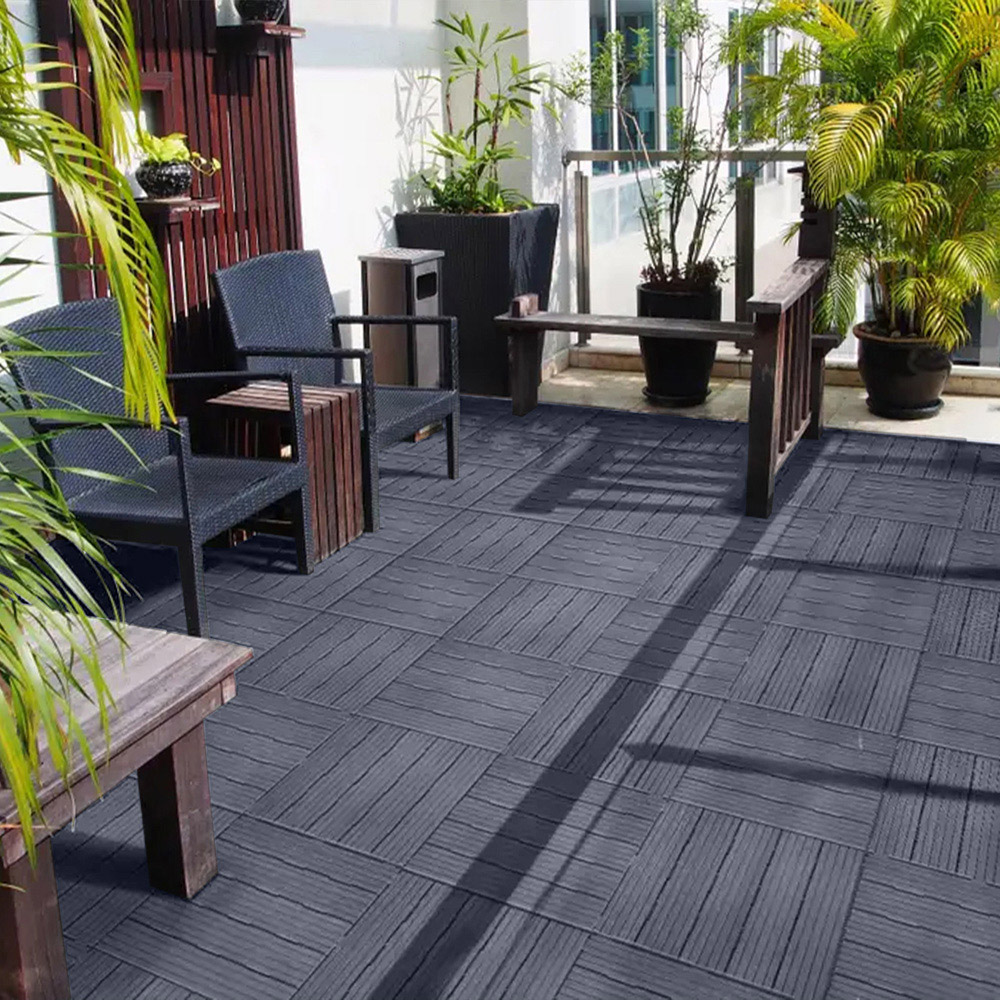 Oseasons Cosmopolitan Cool Grey Eco Interlocking Decking Tiles 30 x 30cm 10 Pack Image 2