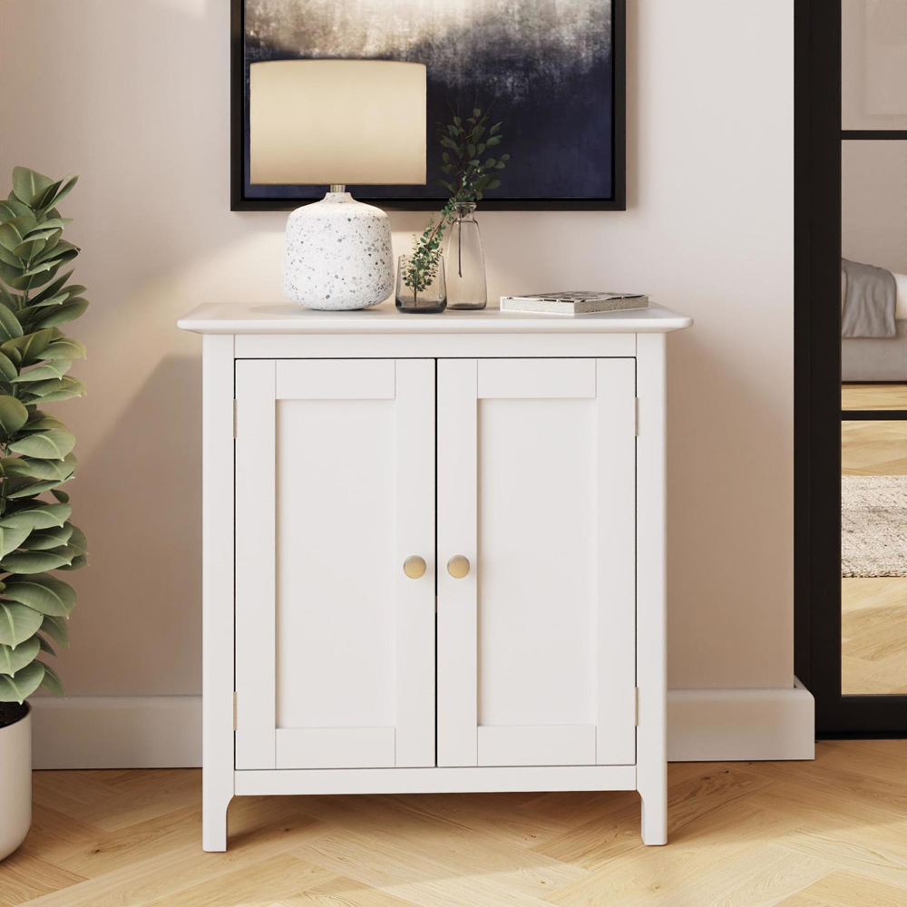 FWStyle Palma 2 Door White Ready Assembled Compact Sideboard Image 7