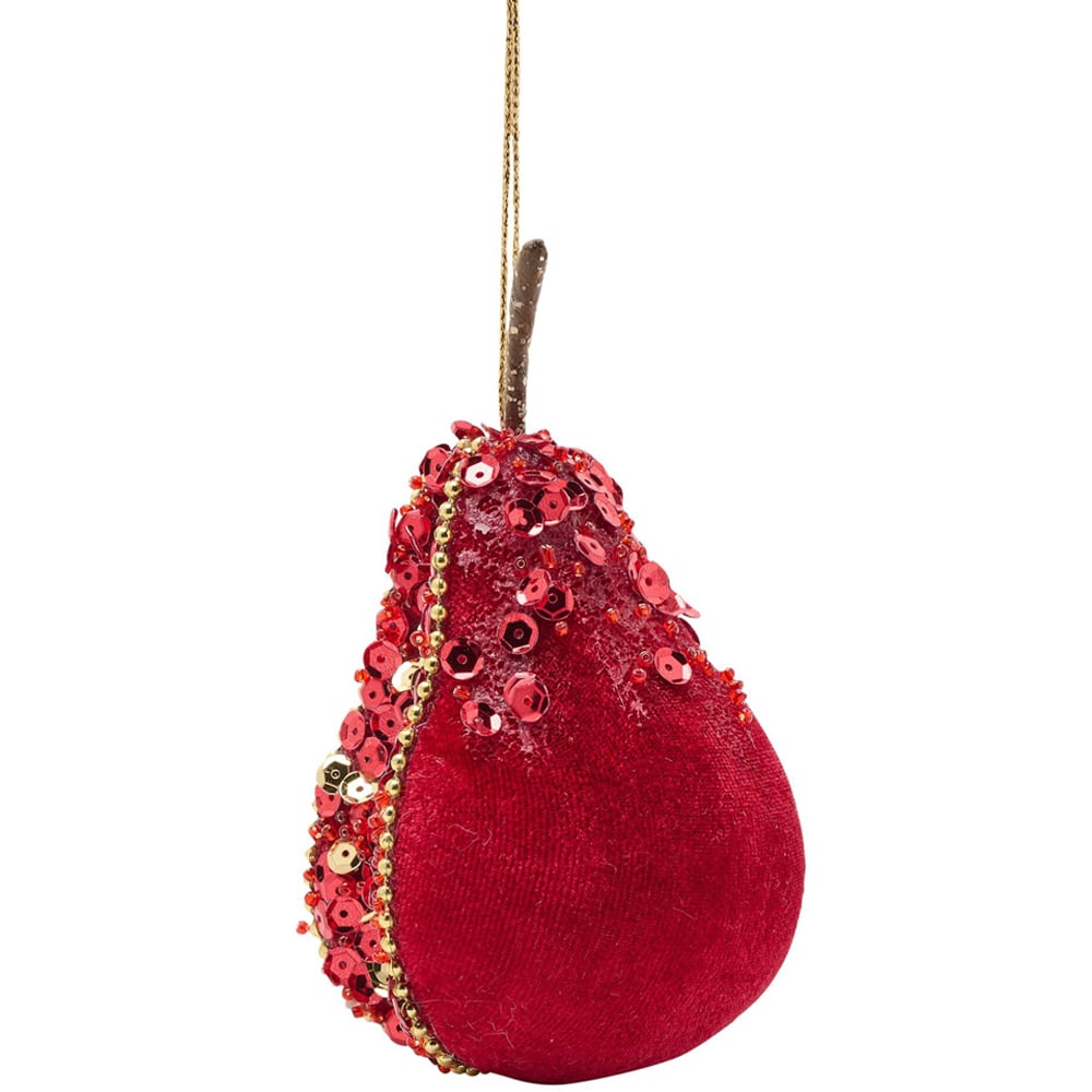 The Seasonal Gift Co Red Velvet Pear Bauble 19cm Image 4
