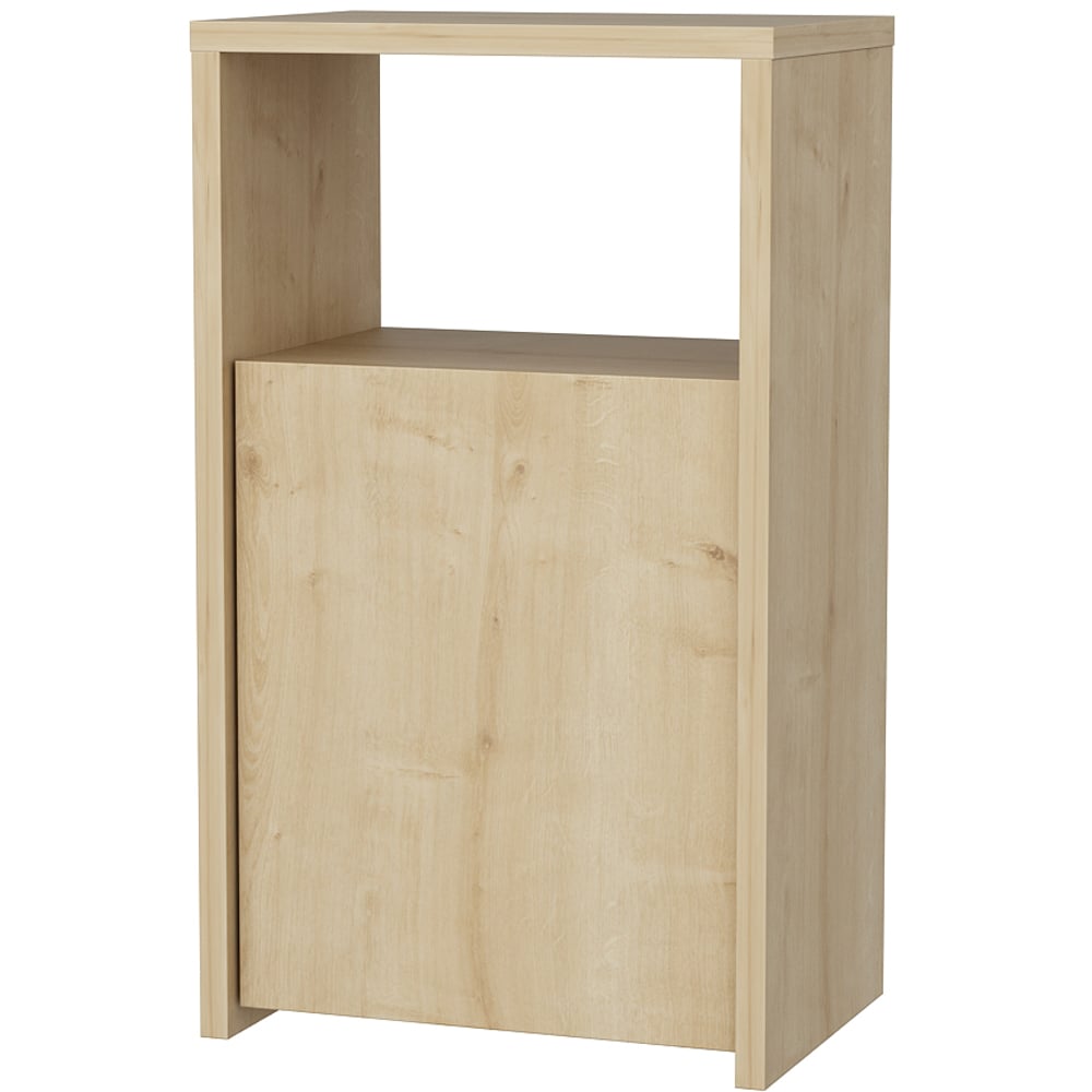 Decorotika Carlin Single Door Single Shelf Oak Bedside Table Image 3