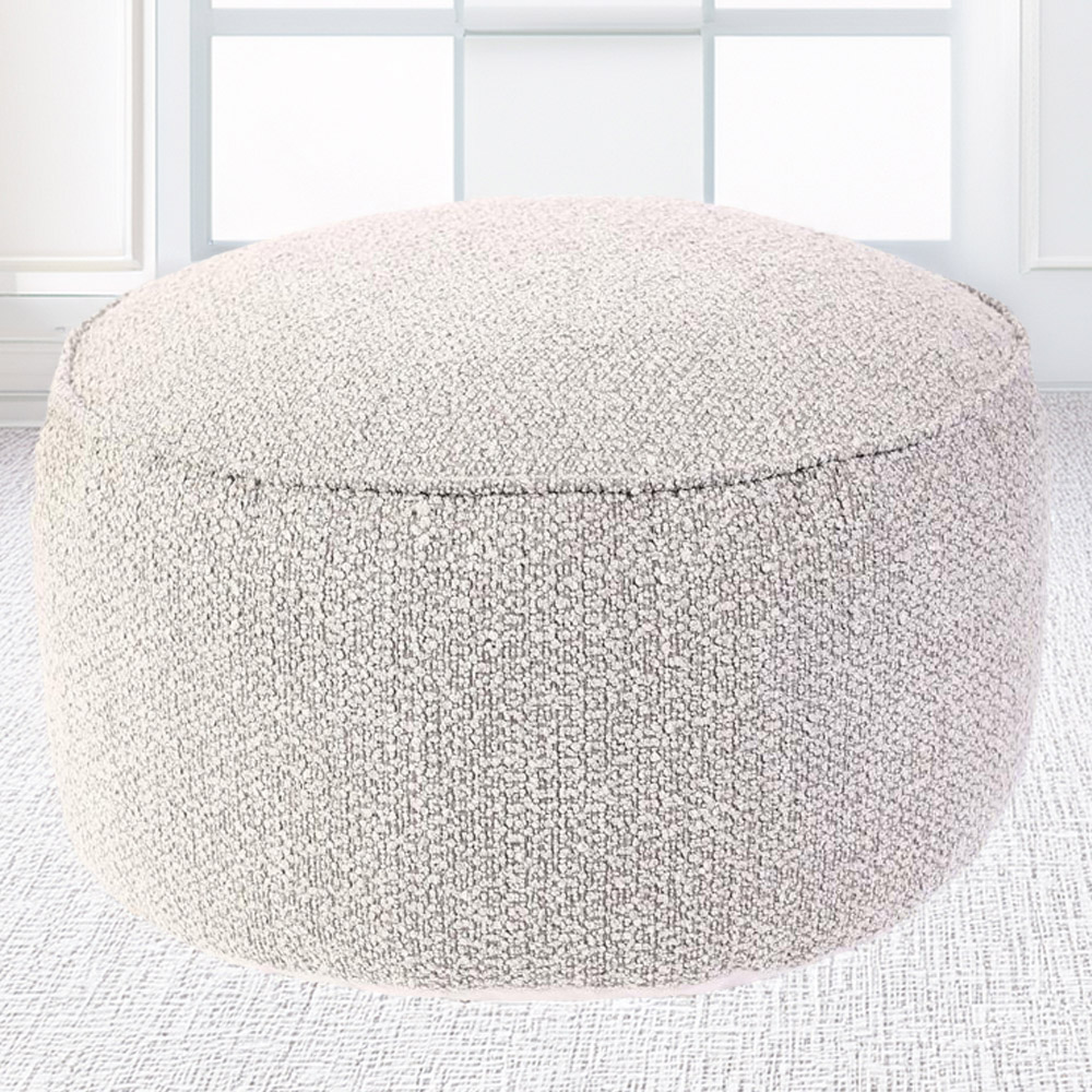 Kaikoo Cream Boucle Round Drum Bean Bag Image 1