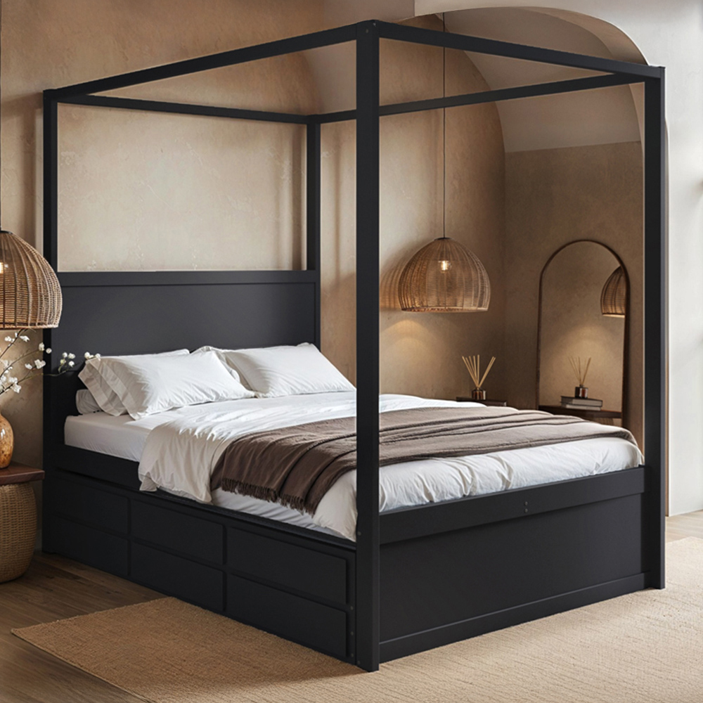 Flair Maddy 3 Drawer 4 Poster Double Bed Frame with Trundle Image 1