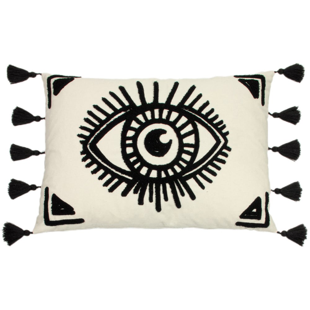 furn. Ashram Eye Monochrome Embroidered Cushion Image 1