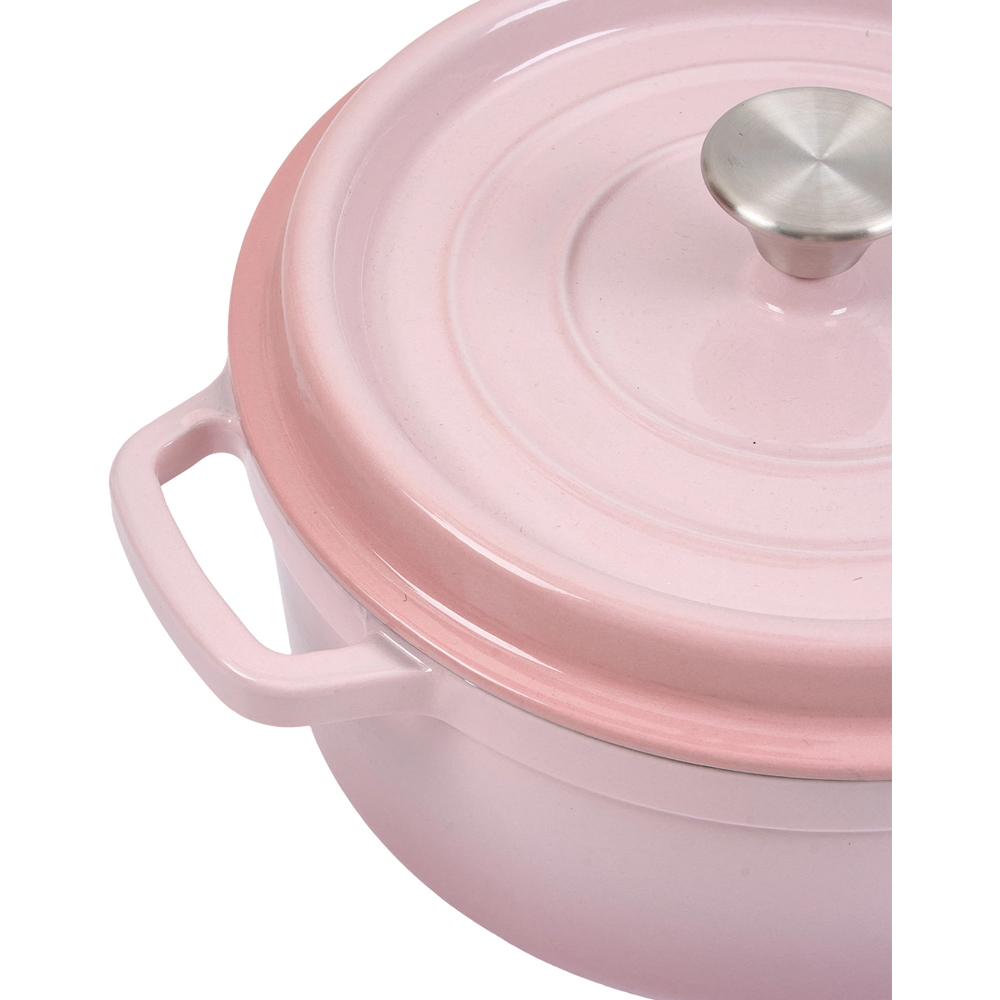 Living and Home Gradient Pink Enamelled Cast Iron Dutch Oven Pot 4L Image 5