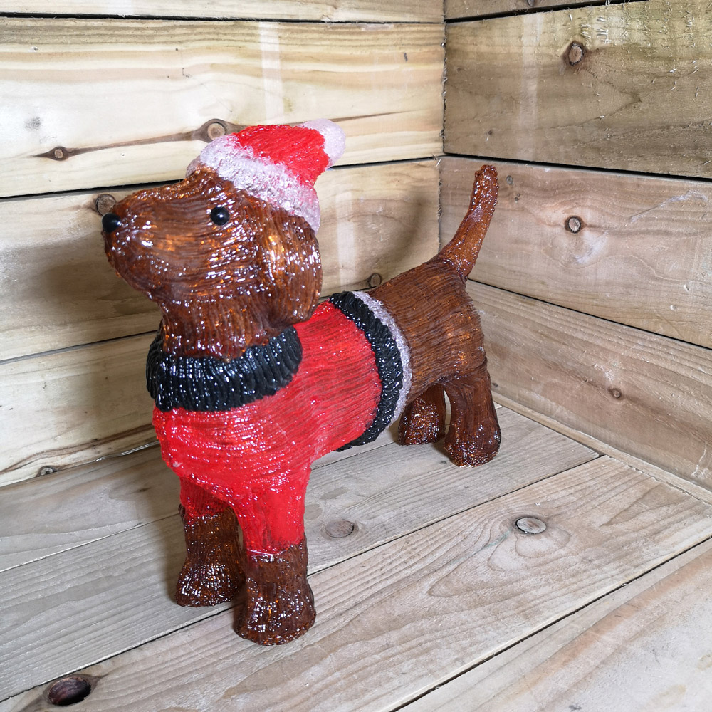 Samuel Alexander Ice White LEDs Acrylic Dachshund Christmas Decoration 36cm Image 7